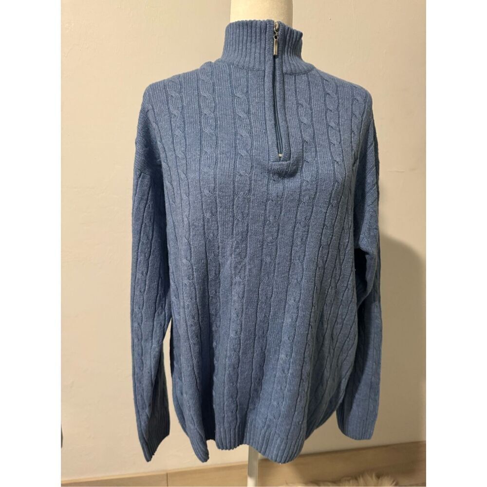 Carraig Donn blue knit cardigan 100% wool lambswool M
